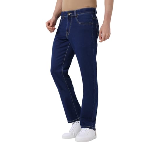 Image of Wert Men's Dark Blue (denimix) & Ice Colour Jeans, Regular Fit, Contrast Stitching,
