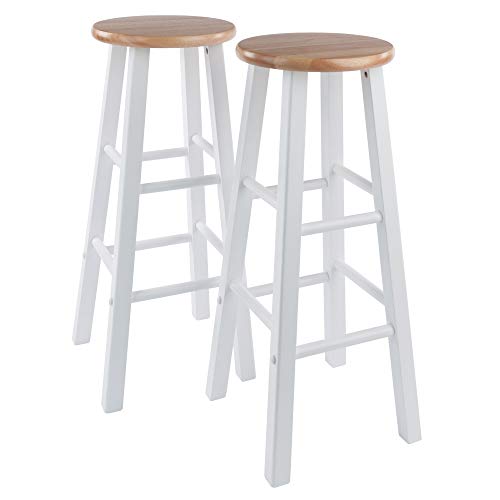 Image of Winsome Element 2-Piece Counter Stool Set, Classic Backless Bar Chairs for Kitchen & Dining Room Seating, Timeless Essential Furniture for Home, Dorm, Apartments