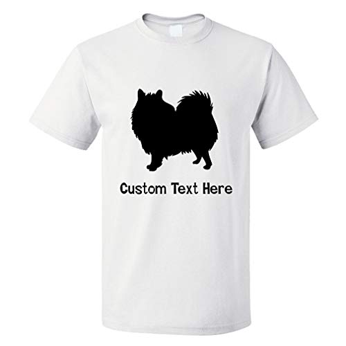 Custom Funny Graphic T Shirts for Men German Spitz Silhouette Cotton Top White Personalized Text Here Medium