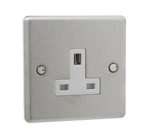 Stainless Steel 13 Amp Single 1 Gang Unswitched Socket [ST723-01]