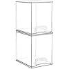 Vtopmart 7.6" H Clear Stackable Storage Drawers, 2 Pack Plastic Organizers Bins for Skincare, Cosmetics,Beauty Supplies,Ideal for Vanity, Bathroom,Kitchen Countertop,Cabinet Organization