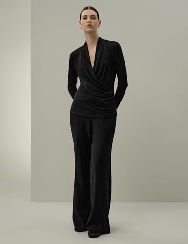 LilySilk Womens Silk Breeze Jersey T-Shirt Long Sleeves Blouse V Neck Wrap Tee Ladies Soft and Stretch3