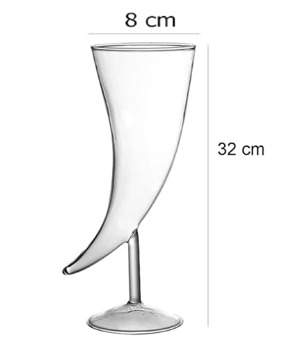 Image of Melbify Horn Shaped Beer Glasses | Set of 2 | 350 ml | Curved Beer Glass | Large | Big | Unique| Exclusive| Horn Beer Glass Super Tall