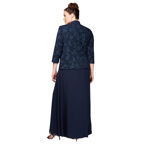 Alex Evenings Women's Long Dress with Mandarin Neckline Jacket (Regular Petite Plus)4