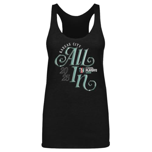 500 LEVEL Kansas City Current NWSL Playoff All in 2025 Women's Tank Top (Tri Black, XX-Large)