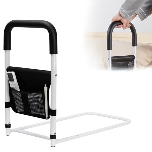 VitalBloom ベッドガード 起き上がり手すり 大人 介護用サイドレール ベッド落下防止アシストレール 収納ポケット付き ベッド手すりアシストバー 簡単な組み立て 日本語説明書