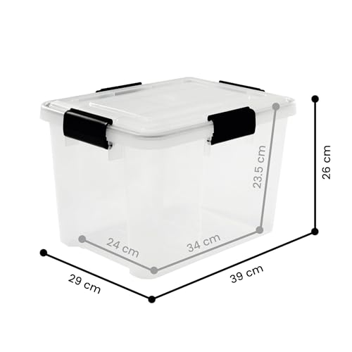 Iris Ohyama Luftdichte Kunststoff-Aufbewahrungsboxen mit Deckel, 20L, 3er-Set, Transparent, Hermetischer wasserdichter Verschluss, Robuste Schnappverschlüsse, Stapelbar, Staubschutz, BPA-frei, AT-SD