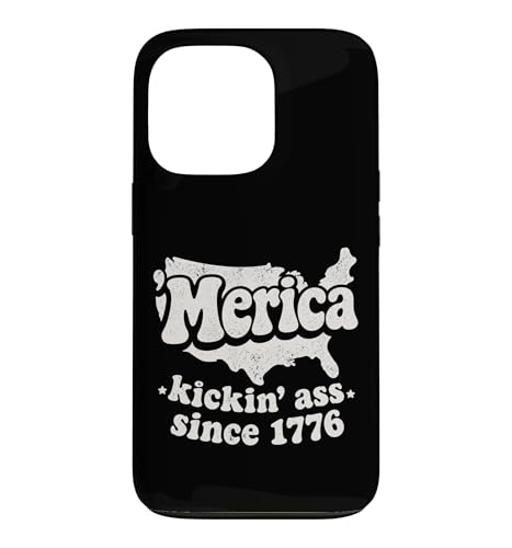 Funny USA Merica Kickin Ass Since 1776 7��4�� �n�}�A�[�g �X�}�z�P�[�X iPhone 13 Pro �p