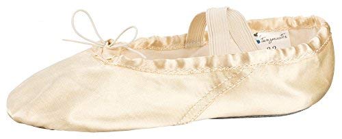 tanzmuster Ballettschuhe Mädchen - Nicky - Satin - ganze Ledersohle - Gr. 22-45 - Ballettschläppchen für Kinder - Tanzschuhe fürs Ballett