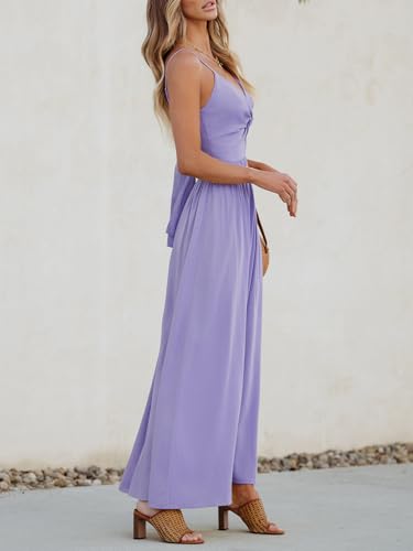 Image of CUPSHE Women Casual Dress Beach Sleeveless V Neck Summer Cutout Spaghetti Straps Formal Maxi Sun Dresses