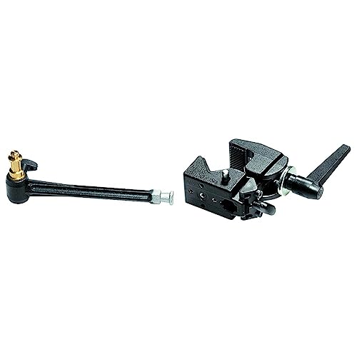 Manfrotto 035 Superclamp Universal Befestigungs-Mechanismus (Aluminium) schwarz & Auslegerarm für Superclamp