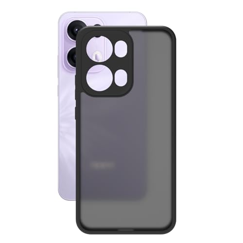 Image of RIGGEAR Shockproof Sleek Hybrid Armor Back Cover Case for Oppo Reno 13 Pro / Reno13 Pro 5G (Smoke Black Matte PC + Black TPU Bumper)