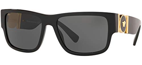 Versace VE 4369 GB1/87 Black Plastic Rectangle Sunglasses Grey Lens