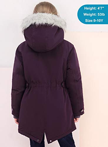 Image of SOLOCOTE Girls Winter Coats Heavyweight Medium Length Warm Jacket With Removable Fur Collar Hooded 3-14Y