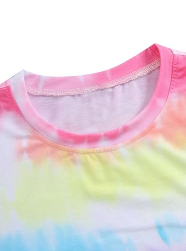Remidoo Women's Casual Tie Dye Heart Graphic T Shirt Short Sleeve Crewneck Tee Tops4