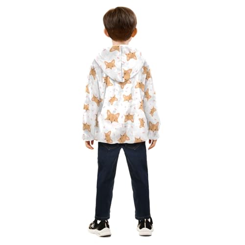 Cute Baby Fox Girls Fleece Jacket Girls Fall Jacket Girls Zip Up Hoodie Girls Sherpa Jacket 2-10T4