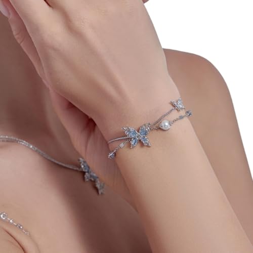 Fashionable personalized butterfly bracelet Clear ice blue adjustable bracelet Ladies' temperament accessories Exquisite butterfly accessories M32422