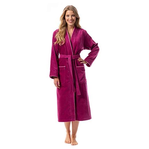 Morgenstern Dam Morgonrock Frotte Sammet Kimono 100% Bomull Rosa XL
