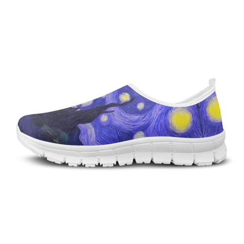 Image of Floral Sneakers for Women Colorful Art Shoes for Women Slip On Casual Work Shoes