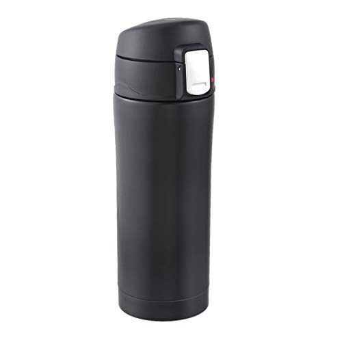 Thermos Cup - Termo de acero inoxidable de 350 ml/500 ml con aislamiento de doble pared, taza de café, botella de viaje, botella de bebida en casa, oficina, termo (capacidad: 350 ml, color: negro)