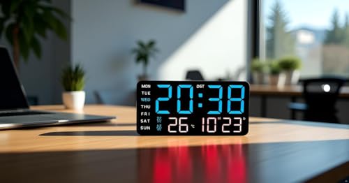 Image of AERYS 9-Inch Digital Alarm Wall Clock, Table Clock, Large LED Display, Adjustable Brightness,12 /24 Hour Format, Dual Alarms,Date&Temperature Display,for Home, Office, Bedroom, Living Room, Home Decor