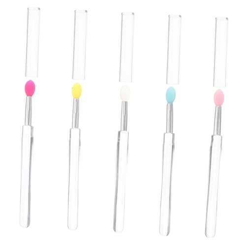 FOMIYES Concealer Brush Set 5pcs Round Silicon Makeup Brushes for Eye Lip Shadow Travel Beauty Tool