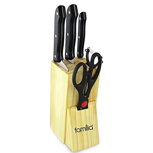 The Mom Creation Presents Premium High-Carbon Stainless Steel Kitchen Knife Set, 4-Pieces (with Sharpener), Silver