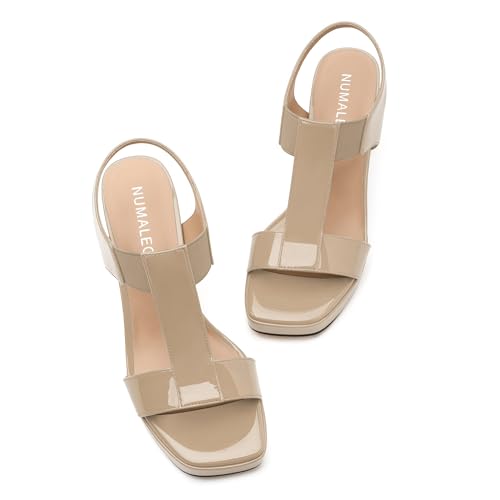 NUMALEO Women's Chunky Block Heels Sandals - Platform High Heel Strappy Summer Sandals with Ankle Strap, Square Open Toe Dressy Comfortable Shoes for Women3
