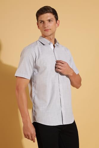 Image of FYLTR Men's Regular Fit Shirt - Half Sleeve | Contrast Placket | Regular Collar | Formal Shirts for Men