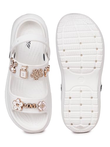 Image of ATHCO Soho Clogs Sandal for Women's|Girls|Dual-Color Soft EVA Cushioned With Massage Footbed|Easy Wear with Adjustable Back Strap|Lightweight Platform Heels|Flexible|Breathable|Extra Soft Comfortable Anti-Skid Casual Mule|All-Season|Summer|Monsoon|Rain|Winter|Waterproof|Casual Slip-On Sandal with Cute Charms & Chunky Design|Indoor & Outdoor Wear|Trendy|Fashionable|Stylish|Shoes