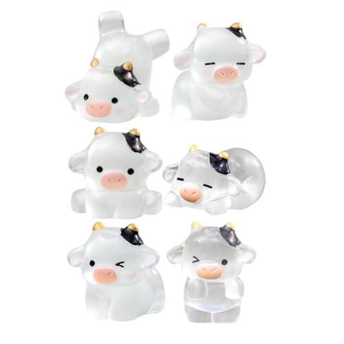 Supvox 6 Stück Leuchtende Mini Kuh Figuren aus Resin Kleine Niedliche...
