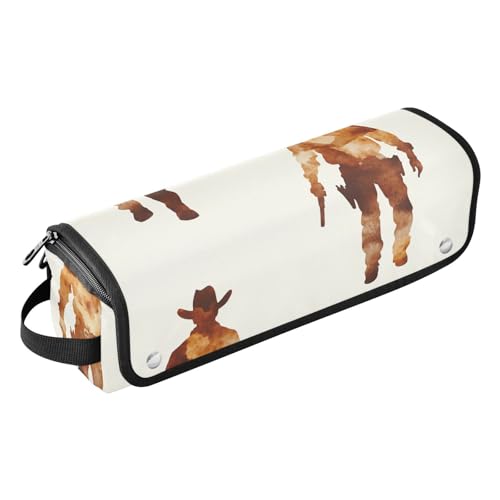 Hair Tool Travel Bag and Heat Resistant Mat Waterproof Portable Open Flat Travel Bag for Hot Tools Curling Iron Flat Irons Hair Volumizer Styler, Western Cowboy Boots Gun Grasslands miniatura 1