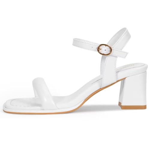 Image of Women's Chunky Block Heeled Sandals Open Toe Strappy Heel | 2.56 Inches Open Toe Ankle Strap Block High Heel Sandal Dress Dancing Sandals Daily Work Party Shoes