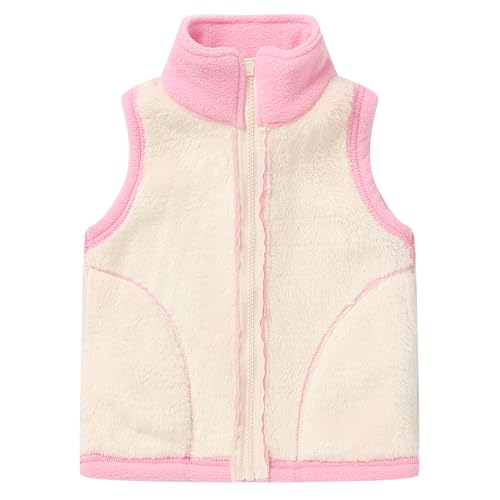 Image of LittleSpring Kids Fleece Vest with Fur Lined Zip Up Warm Thickening Winter Sleeveless Jacket