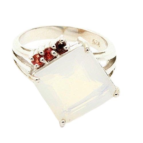 Bague Opale et Saphir Orange en Argent 925 de taille 55 de prestige