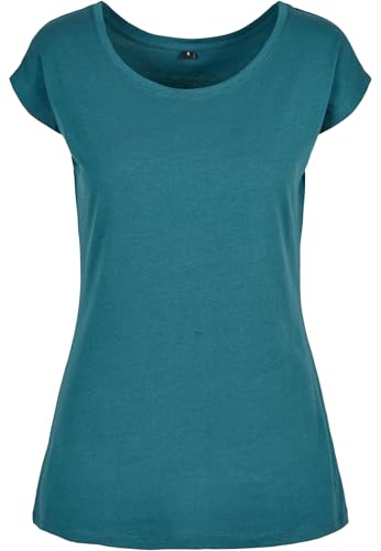 Build Your Brand BB013-Ladies Wide Neck tee Camiseta Mujer, Teal, L