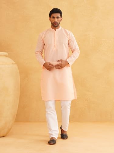Image of Sojanya (Since 1958 Motifs Embroidered Thread Work Pure Cotton Straight Only Kurta