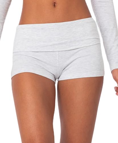 Women Fold Over Lounge Shorts Low Waist Fitted Pajama Shorts Cute Sleep Pj Short Bottoms Roll Over Yoga Shorts
