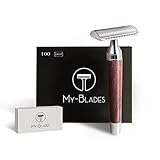 My-Blades® der 2in1 Rasierhobel aus Holz mit 100x nachhaltigen Rasierklingen (80% Recycelt) im Set - offener und geschlossener Kamm