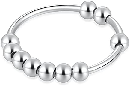 AINUOBEI 925 Sterling Silver Fidget Anxiety Relief Ring For Women (6) (FAR01A)