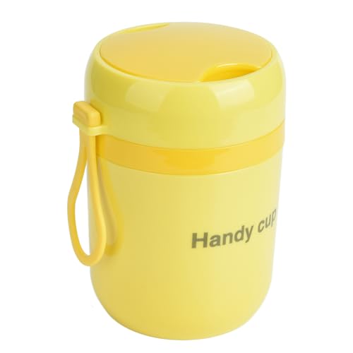 Plyisty Contenedor de Alimentos Aislado Al Vacío de Acero Inoxidable de 10 Onzas con Cuchara Plegable, Término de Sopa de 500 Ml para Comida Caliente, Caja para Escuela, Oficina, Oficina, (amarillo