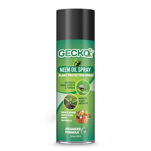 Image of Gecko Herbal Neem Oil Plant Protection Spray | Natural Insect & Fungus Repellent | Promotes Healthy Plant Growth |Chemical-Free | Controls Aphids, Mites & Whiteflies | 1 X 200ml | FORMULATION X1