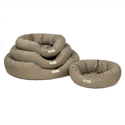 HOUND & NATURE Öko Hundebett St. Moritz - rund, kuschelig und waschbar, Donut Hundekorb für kleine Hunde (S - 65x60 cm - Taupe)