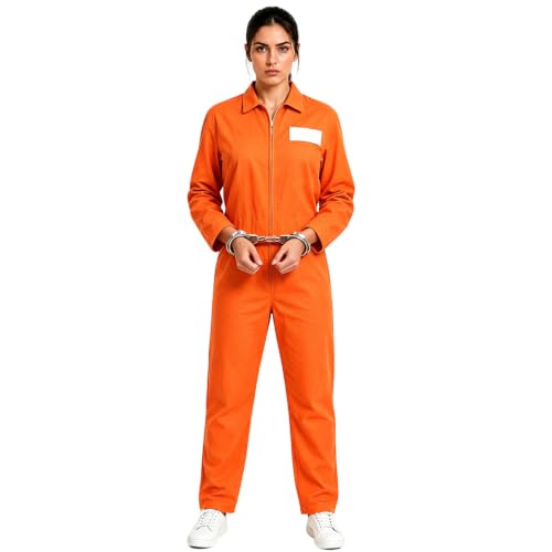 Rehecher Sträfling Kostüm Set Herren Orange Gefangener Halloween