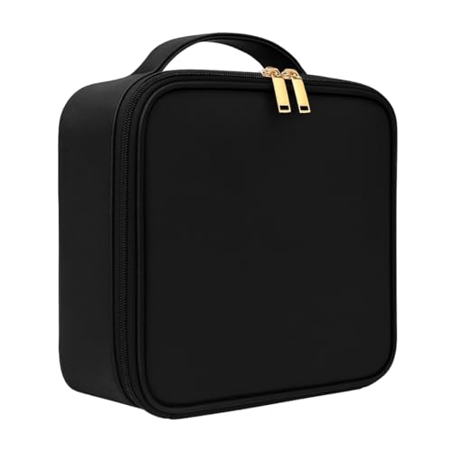 Necessaire de Maquiagem com Espelho LED – Maleta com Luz, Grande Capacidade, Divisórias Removíveis, Bolsa Organizadora com Compartimentos Ideal para Viagens (Preto)