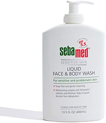 Sebamed Paraben-Free Liquid Face and Body Wash with Pump pH 5.5 Dermatologist Recommended Mild Hydrating Cleanser for Sensitive Skin 13.5 Fluid Ounces (400 Milliliters)