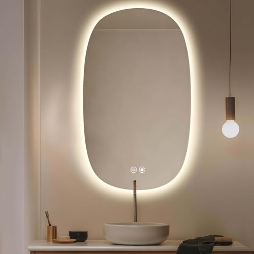 GXSDYYDS Espejo Baño con Luz 1000 x600mm, Espejo Baño LED con Memoria, Función Antivaho, 3 Colores Luz, Regulable, Cristal Templado HD, IP54 Espejo Inteligenteo con LED