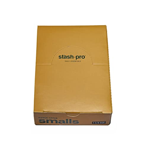 Image of Stash-Pro Small Ripper Tipper Brown Rolling Papers with Filter Tips - 84mm Cigarette Paper + 23mm Roach Tips (Pack of 10, 40 Papers & 40 Tips Each)