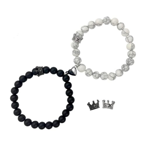 72ore Matching Bracelets for Couples Crown Heart Couples Bracelets Party Vacation Accessories Love Trendy Jewelry Gift for Girlfriend Boyfriend