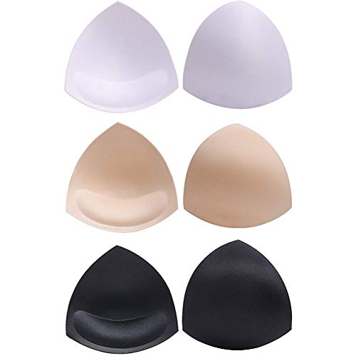 INTVN Almohadillas de Sujetador de Bikini Rellenos de Sujetador Almohadilla de Empuje, 3 Colores, Forma de Triángulo, 3 Pares